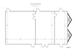 A floor plan of the building with some measurements.