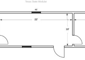 A drawing of the texas state modular home.