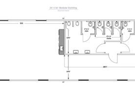 A floor plan of a bathroom with two sinks and a toilet.