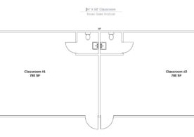 A floor plan of the front of a building.