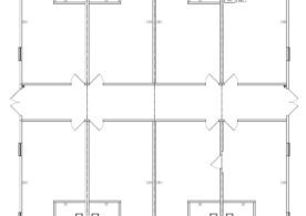 A floor plan of an apartment building with four rooms.